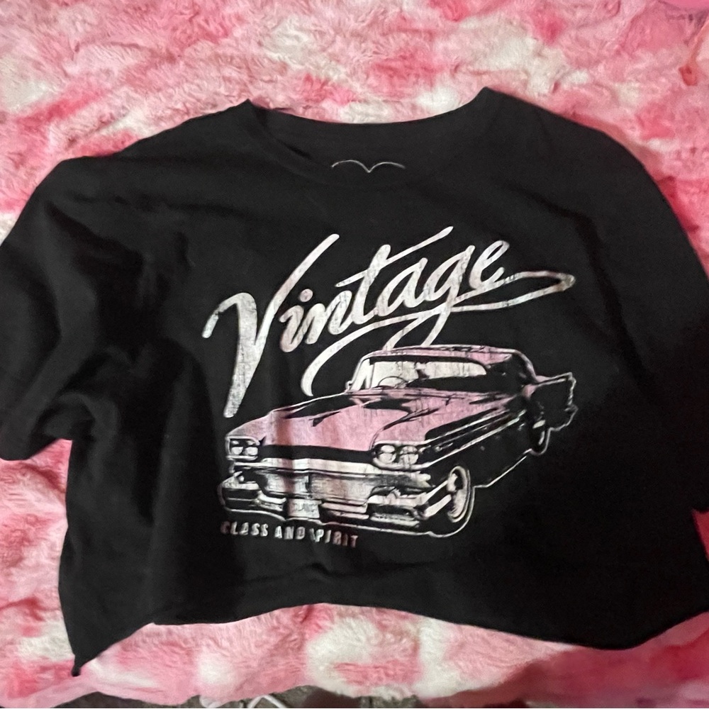 Black and white vintage car crop top